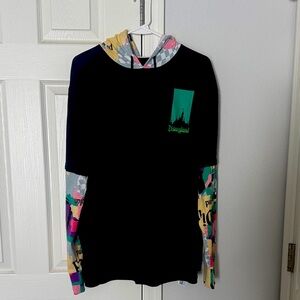 Disneyland Black and Multicolor Graphic Hoodie